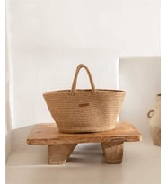 Koza Home Cesta El Yapımı Pamuklu Natural Hasır Çanta Plaj Gündelik Dekoratif Çanta 26x57cm