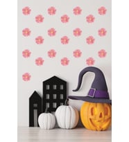 Pembe Papatya Yağmuru Duvar Sticker Seti 56 adet (Karışık)