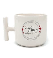 Seninle Aşkın Ne Olduğunu Öğrendim Baskılı Beyaz Kulplu T Kupa