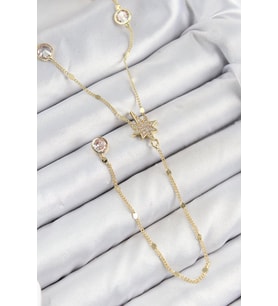 Pirinç Zirkon Taşlı Kutup Yıldızı Model Gold Renk Y Kolye - TJ-BKO10452