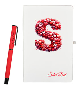 Sevgiliye Hediye Kişiye Özel Defter ve Kalem Hediye Seti