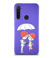 Xiaomi Redmi Note 8 Soft Premier Kapak Aşk Tasarımlı Silikon Kılıf - Mor (Şeffaf)