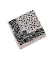 Mısırlı Eşarpları Etnik Desenli Nakışlı Şifon Eşarp (Beyaz)