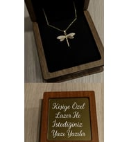 Kişiye Özel Ahşap Kutulu Yusufçuk Kolye - Sevgiliye Anlamlı Hediye