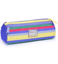 Coral High Kız Çocuk Renkli Çizgi Desenli Üç Gözlü Okul Kalem Çantası