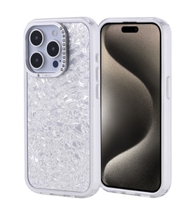 Apple iPhone 15 Pro Uyumlu Kılıf Taşlı Tasarımlı Zore Kapi Kapak (Gümüş)