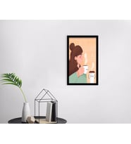 BK Home Coffee Tasarımlı Dekoratif Ahşap Siyah Çerçeveli Tablo-29