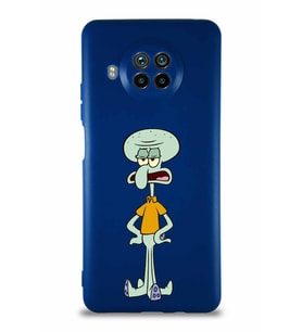 Xiaomi Mi 10T Lite Soft Premier Kapak Squidward Dokunaç Tasarımlı Silikon Kılıf - Lacivert (Şeffaf)