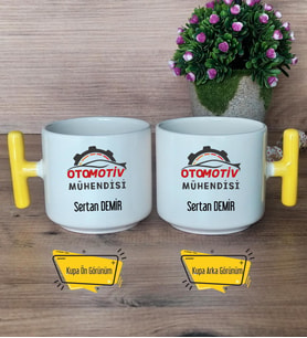 Otomotiv Mühendisi Kupa Bardak T Sarı Kulplu Mühendisler Günü Hediyesi