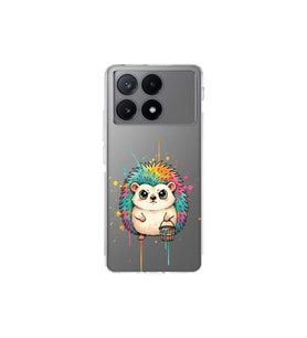 Poco X6 Pro ile Uyumlu Splash Kirpi Tasarımlı Şeffaf Silikon Kılıf