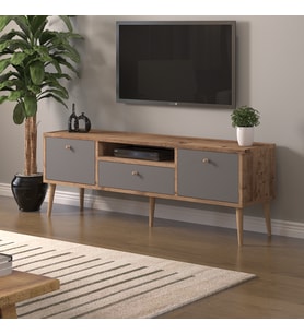 Beyza Ahşap Ayaklı 140 Cm Atlantik -Atrasit Tv Sehbası