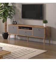 Beyza Ahşap Ayaklı 140 Cm Atlantik -Atrasit Tv Sehbası
