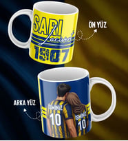 Çiftlere Özel İsim Ve Numara Baskılı Sarı Lacivert Tasarımlı Kupa Bardak - Hediyelik