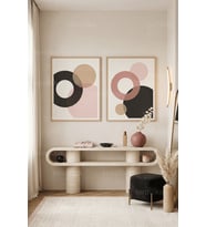 Modern Minimalist Geometrik Soyut 2’li Ahşap Çerçeveli Tablo Seti