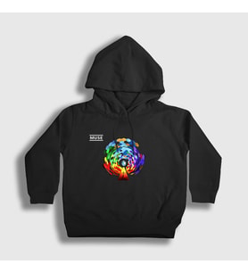 Presmono Unisex Çocuk Siyah Resistance Muse Kapüşonlu Sweatshirt 70500tt