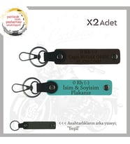 Motor Tutkunlarına Özel, İsim Plaka ve 0- Kan Grubu Yazılı Özel x2 Anahtarlık, K Turkuaz-K Kahve-Ysl (Çok Renkli)
