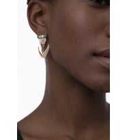 Taşlı Lale Figürlü Altın Renk Kadın Küpe (Gold)
