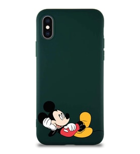 Apple iPhone XS Soft Premier Kapak Mickey Mouse-F Tasarımlı Silikon Kılıf - Yeşil (Şeffaf)