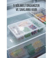 5 Bölmeli Şeffaf Buzdolabı İçi Düzenleyici & Kapaklı Dondurucu Saklama Kabı (24x38 cm)