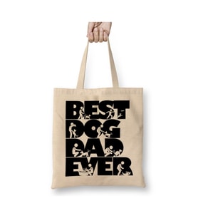 Best Dog Dad Ever Cool Gift Beyaz Bez Çanta Uzun Saplı Alışveriş Çantası Plaj Çantası