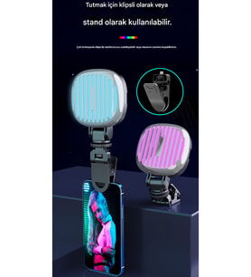 Ayarlanabilir RGB Selfie Işığı, Tripod ve Kamera Uyumlu, Video Çekim Işığı