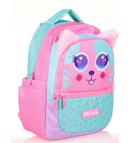 Kaukko Kids Yeşil Pembe Sevimli Kedi Kız Çocuk Okul Sırt Çantası