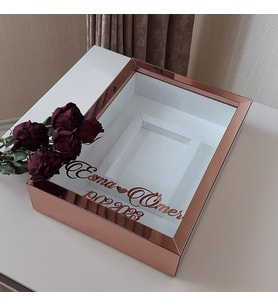 25X35 ROSEGOLD LEDSİZ FOTOĞRAF BÖLÜMLÜ ANI ÇERÇEVESİ- NİŞAN SÖZ GÜLLERİNİZ İÇİN ÇERÇEVELER