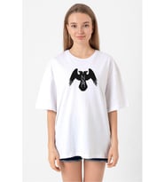 Thor's Ravens Huginn and Muninn Beyaz Kadın Oversize Tshirt