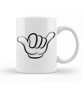 Mickey Mouse Hang Loose Sign Kupa Bardak Porselen