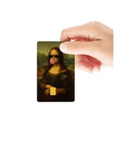 Mona Lisa Sakızlı Gözlüklü Mizahi Temalı Parlak Kredi/Banka Kart Kaplama Sticker