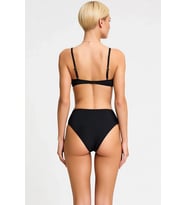 Kadın Bikini Takımı Straplez Kaplı Yüksek Bel Slip Aksesuar Detaylı Örme Kumaş Düz Desen Kolsuz