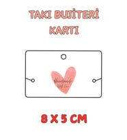 Kalpli Handmade With Love - 100 Adet Bileklik & Kolye Kartı - Takı Kartı - Paketleme Kartı  Bujiteri