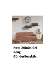 1 Adet Altın Yonca Makarna Desen (Pıtırcık) Maxi Çekyat Koltuk Örtüsü-Gri