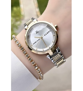 Daniel Klein Premium Gold Gümüş Renk Kadın Kol Saati Ve Bileklik DKEISTIIO275-6