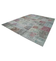 Krem El Dokuma Salon Halısı Bohem Patchwork Desenli Yumuşak Dokulu Dekoratif Ürün
