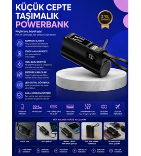 PD 20W Hızlı Şarjlı Kablolu ve Kablosuz Kullanım Sunan Powerbank