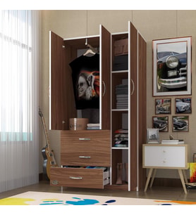 Kenzlife gardırop 3 kapılı 3 çekmeceli civanperçemi 180*120*52 cvz XLARGE kapaklı gardolap dolap