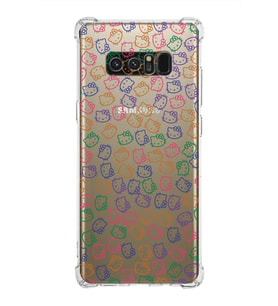 Samsung Galaxy Note8  Köşe Korumalı Antişok Kapak Hello Kitty Tasarımlı Şeffaf Silikon Kılıf