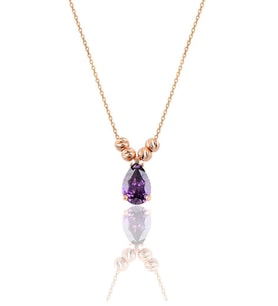 Söğütlü Silver Gümüş rose mor taşlı doricalı damla kolye