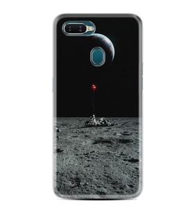 Oppo A5S A15 A16 A54 A55 A73 A74 Kılıf Desemli Silikon Astronoot Red Baloon 1608