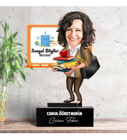 Kadın Sosyal Bilgiler Öğretmenlerine Hediye Karikatürlü Biblo