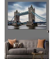 London Bridge Ve Şehir Dekoratif Kanvas - Mdf Ahşap Tablo