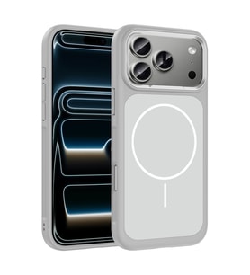 Apple iPhone 17 Pro Kılıf M-Safe Şarj Özellikli Metal Kamera Çerçeveli Mat Sanre (Beyaz)