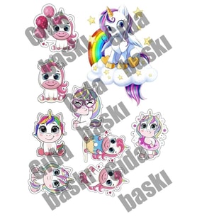 Yenilebilir Şeker Kağıt Tek Boynuzlu At Unicorn Temalı Pasta Süsleme