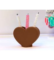 3D Baskı Kalp Şekilli Kalemlik - Masaüstü Organizer - Kahverengi