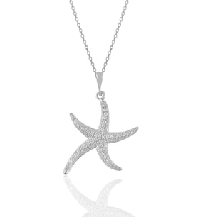 Söğütlü Silver Gümüş rodyumlu zirkon taşlı deniz yıldızı kolye