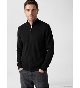 LCWAIKIKI Classic Siyah Regular Fit Dik Yaka Erkek Triko Hırka