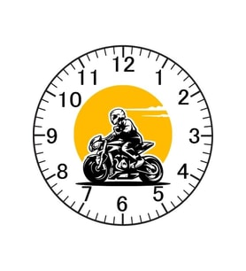 Motorcu Model Duvar Saati - Motorcu Saati (Çok Renkli)