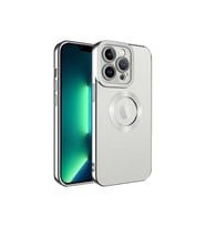 Apple iPhone 14 Pro Max Uyumlu Kılıf Kamera Korumalı Logo Gösteren Zore Omega Kapak (Gümüş)