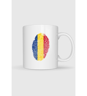 Romania, Flag, Fingerprint Tasarımlı Kupa Bardak